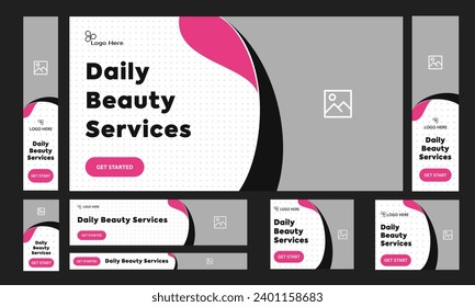 Creative beauty and spa web set banner design for social media post, spa salon services banner design, editable vector eps 10 file format