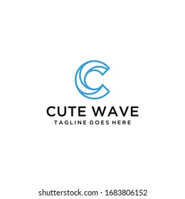 Creative beauty wave on C sign modern minimalist logo design vector