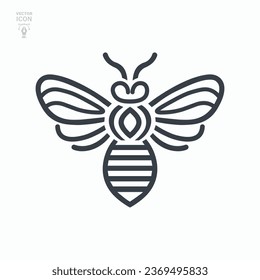 Creative Bee Icon. Bumblebee, Honey making concept. Isolated vector logo illustration