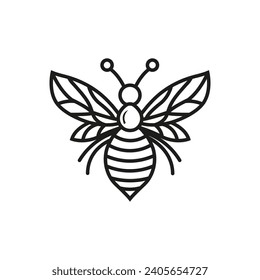 Creative bee Icon. Bumblebee, honey making concept. Isolated vector logo illustration