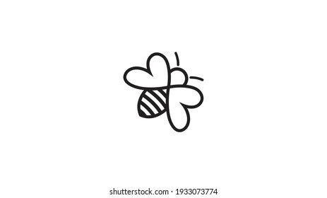 Creative Bee Insect Heart Symbol Abstract Logo