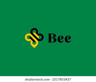 Creative Bee Line Logo. Abstraktes Insektenhummel-Vektorlogo