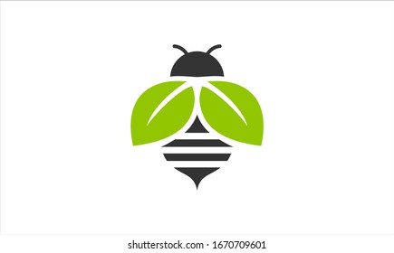 diseño creativo del logotipo de abejas con elementos naturales