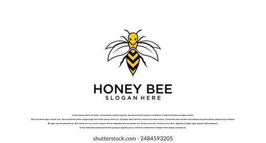 Creative bee logo design with unique concept , premium vector