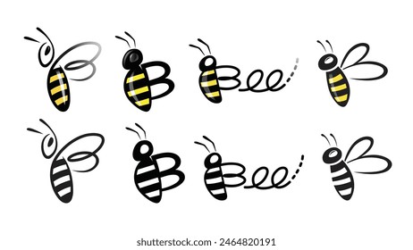 Creative Bees Insect Collection Logo Vector Symbol Icons Illustration