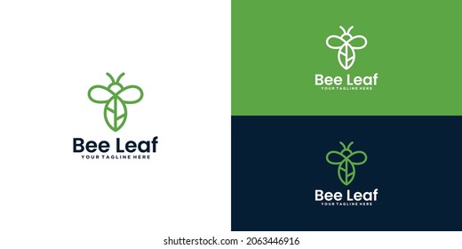 creative beetle logo with design leaf and business card