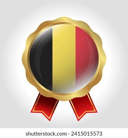 Creative Belgium Flag Label Vector Design