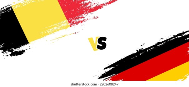Creative Belgium vs Germany brush flag illustration. Artistic brush style two country flags relationship background