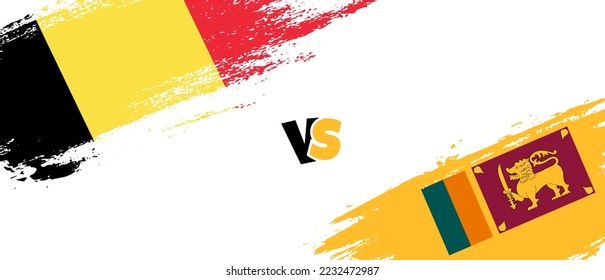 Creative Belgium vs Sri Lanka brush flag illustration. Artistic brush style two country flags relationship background
