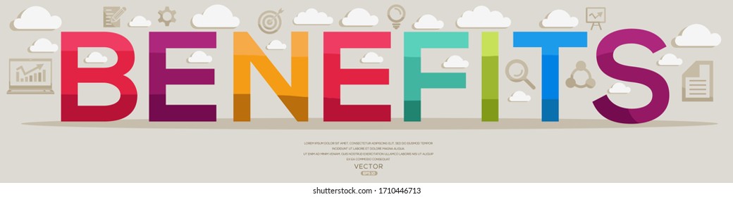 Creative (benefits) Design,letters and icons,Vector illustration.