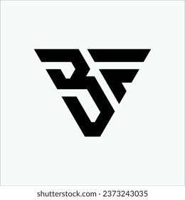 Creative BF or FB initial triangle shape line art pattern monogram modern brand unique logo design