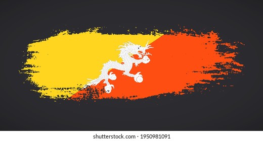 Creative Bhutan country grungy brush flag for national day