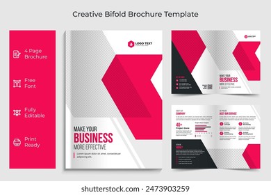 Creative Bi Fold Brochure Design Template for Company, Corporate, Business, Advertising, Marketing, Agency. Business bi-fold brochure Template.