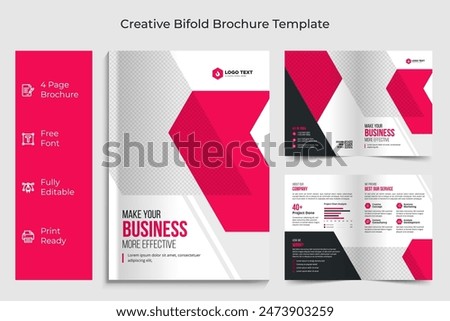 Creative Bi Fold Brochure Design Template for Company, Corporate, Business, Advertising, Marketing, Agency. Business bi-fold brochure Template.