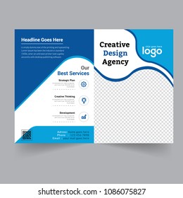 Creative bi fold brochure or magazine cover design vector template