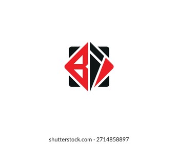 Logotipo BI criativo, BI carta design vetor com cores pretas e vermelhas.
