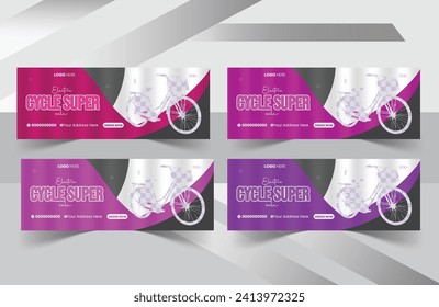 Creative Bicycle sale facebook cover design and social media banner post design template