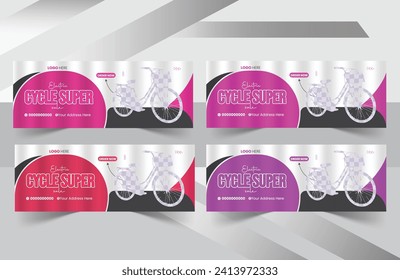 Creative Bicycle sale facebook cover design and social media banner post design template