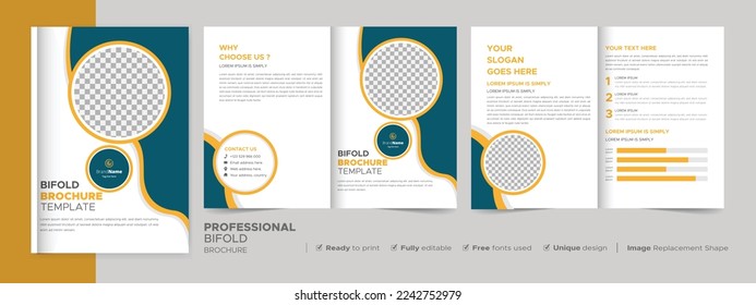Plantilla de diseño de folletos biplidos creativos. Plantilla multipropósito, incluir las páginas de portada, de atrás y de dentro.