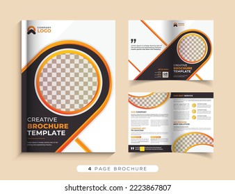 Creative bifold corporate brochure design with modern shape premium vector