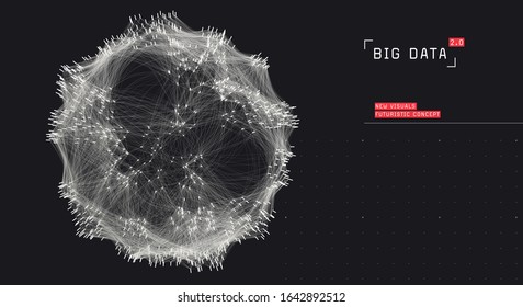 Creative Big Data Visualization. Cluster Analysis Background. Information Spreading Concept. Communication Network With Nodes Of Users. Social Graph Connections.