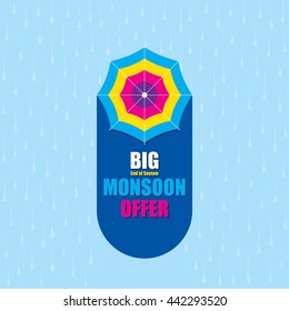 creative big monsoon offer banner design vector