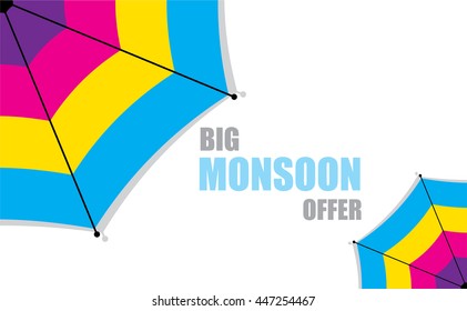 creative big monsoon offer banner design vector

