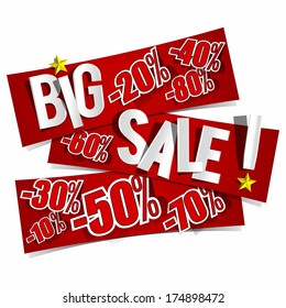 Creative Big Sale On Red Banners vector illustration
