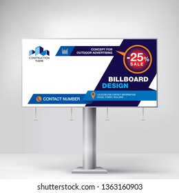 Creative billboard design, layout banner for outdoor advertising,  geometric blue background