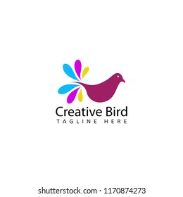 creative bird colors logo template design vector