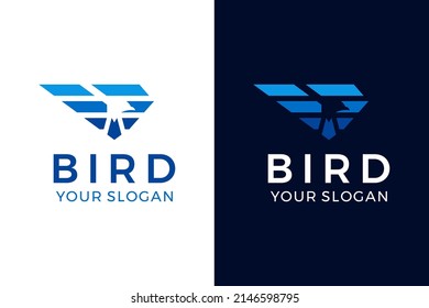Creative Bird Eagle Falcon with Wings Logo, Minimalist Falcon Tech Logo Design