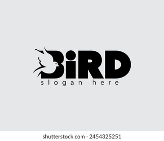 Plantilla de diseño de logo de creative bird font