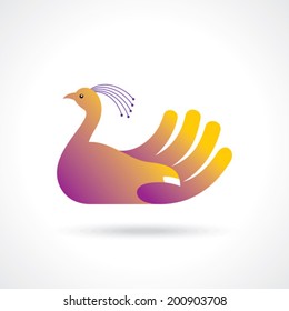 creative bird with hand. creative idea