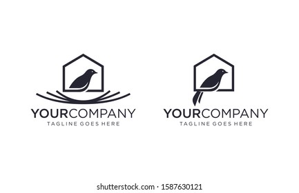 Creative bird home for logo design concept