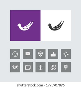Creative Bird Icon with Bonus Icons.