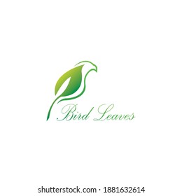 Creative Bird and Leaf Logo Illustration. Color template vector design