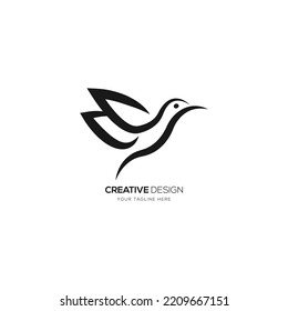 Creative bird line art silhouette logo