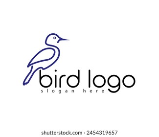 creative bird line logo design template