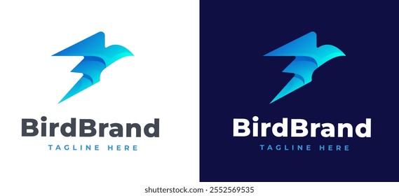 Inspiração do estilo gradiente do design do logotipo do Creative Bird. Vibrant Stylish Flying Bird Abstract Moderno Gradiente Criativo Identidade Empresarial. Ilustração do vetor do logotipo do Flying Bird