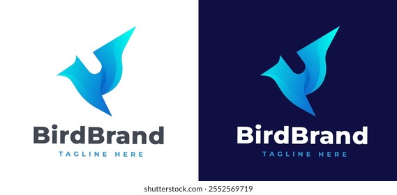 Creative Bird Logo Design Gradient Style Inspiration. Vibrant Stylish Flying Bird Abstract Modern Gradient Creative Business Identity. Flying Bird Logo vector Illustration