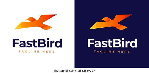 Inspiração do estilo gradiente do design do logotipo do Creative Bird. Vibrant Stylish Flying Bird Abstract Moderno Gradiente Criativo Identidade Empresarial. Ilustração do vetor do logotipo do Flying Bird