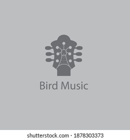 creative bird logo illustration of a guitar with color design vector sign symbol