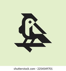 creative bird logo with line art style svg