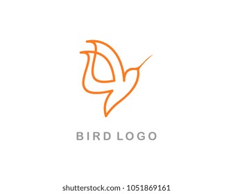 Creative bird logo. Minimalist line art.