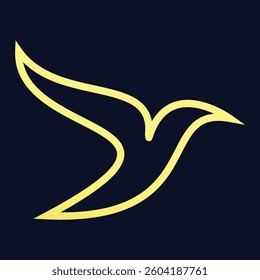 creative bird outline golden logo. creative line art bird  logo. bird logo vector icon illustration,