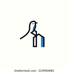 Creative bird of real estate logo vector design template. elegant nature estate vector design ideas concept with outline, modern and minimalist styles isolated on white background.