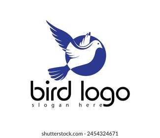 creative bird shadow logo design template
