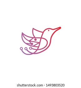 creative bird technology logo template