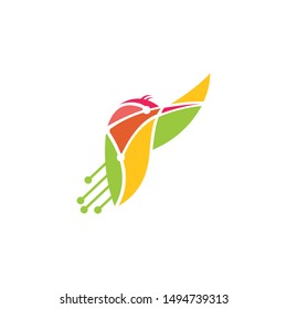 creative bird technology logo template