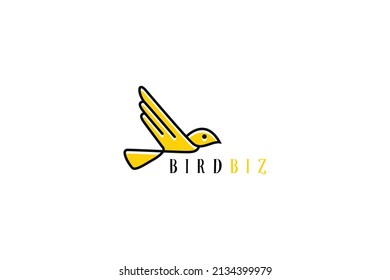 Creative Bird vector logo design. Elegant logo template. Silhouette of a wild bird with spread wings.